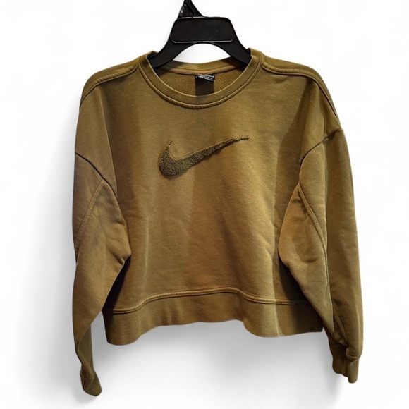 Women’s Nike Swoosh Crewneck Sweatshirt in Olive Green size Medium - Picture 2 of 6